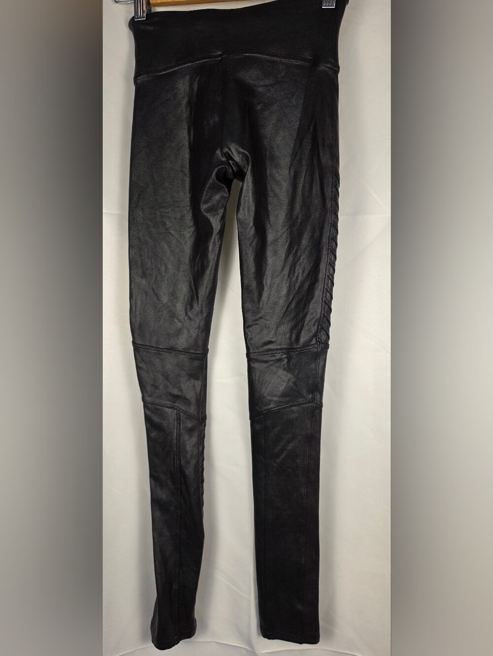 Spanx Black Faux Leather Moto Leggings Shaping High Rise Pants Size XS - Picture 3 of 4